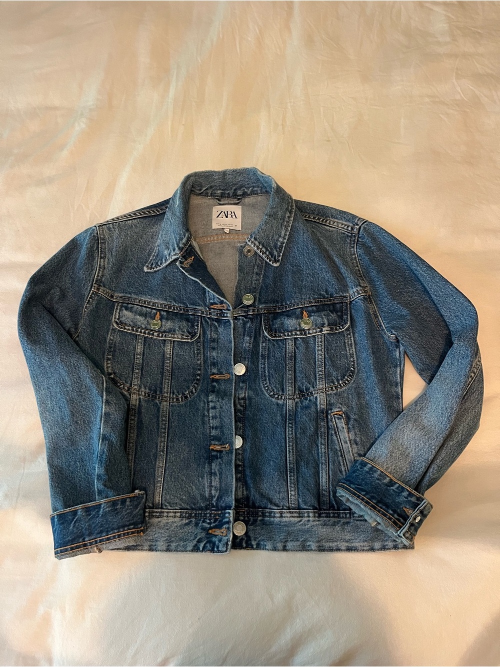 Zara Women's Blue Denim Trucker Jacket